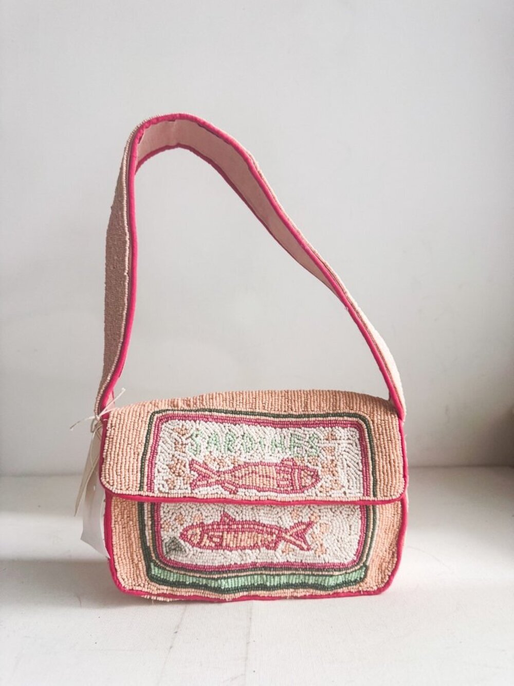 Sol and Mer Nude Pink Sardines Beaded Bag